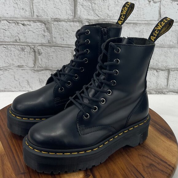 Dr. Martens Air Wair Jadon 8-Eye Side Zip Lace Up Womens 5 Black Leather Boots - Picture 1 of 16